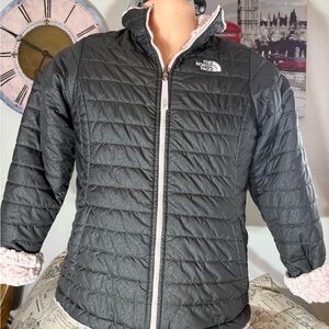 The North Face Kids Black Puffer Jacket two faces